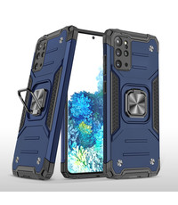 Ntech Samsung Galaxy S20 Plus Hoesje Heavy Duty Armor TPU Met Kickstand Blauw