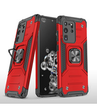 Ntech Samsung Galaxy S20 Hoesje Heavy Duty Armor TPU Met Kickstand Rood