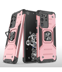 Ntech Samsung Galaxy S20 Hoesje Heavy Duty Armor TPU Met Kickstand Rose Goud