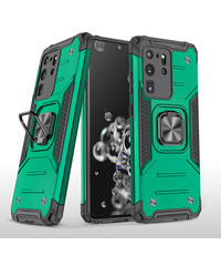 Ntech Samsung Galaxy S20  Hoesje Heavy Duty Armor TPU Met Kickstand Groen