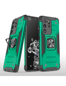 Ntech Samsung Galaxy S20  Hoesje Heavy Duty Armor TPU Met Kickstand Groen