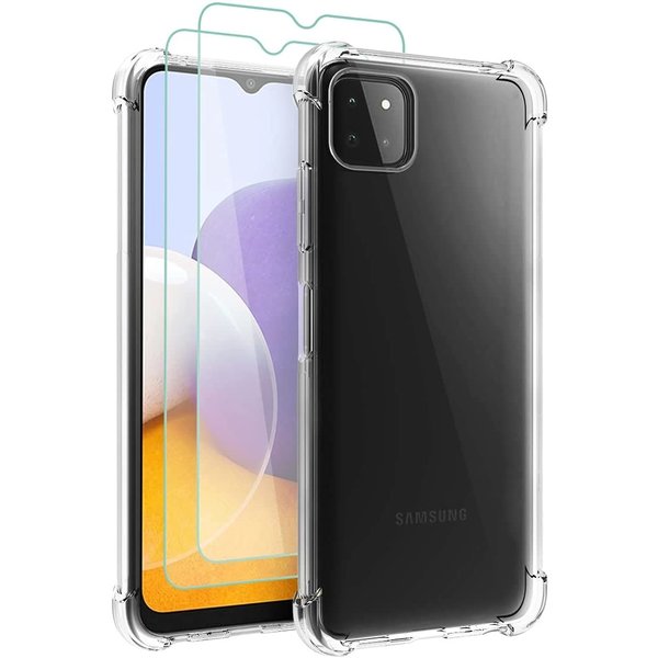 Ntech Hoesje Geschikt Voor Samsung Galaxy A22 hoesje shock proof transparant - Galaxy A22 5G Silicone Hoesje Hoesje Geschikt Voor Samsung Galaxy A22 5G - Hoesje Geschikt Voor Samsung Galaxy A22 5G Screenprotector - 2 pack