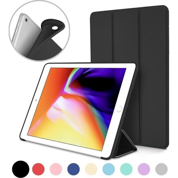 Merkloos iPad (2018) (2017) 9.7 Inch Case, Ultra Slim Lightweight Smart hoesje met Trifold Cover Stand Zwart