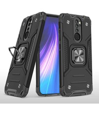 Ntech Xiaomi Redmi Note 8 Pro Hoesje - Heavy Duty Armor hoesje Zwart - Redmi Note 8 Pro silicone TPU 360-Degree hybride hoesje Kickstand ringhouder met Magnetisch Auto Mount