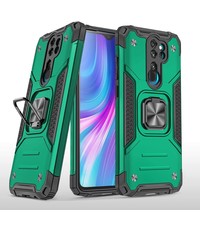 Ntech Xiaomi Redmi Note 8 Pro Hoesje - Heavy Duty Armor hoesje Groen - Redmi Note 8 Pro silicone TPU 360-Degree hybride hoesje Kickstand ringhouder met Magnetisch Auto Mount