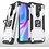 Ntech Xiaomi Redmi Note 8 Pro Hoesje - Heavy Duty Armor hoesje Zliver - Redmi Note 8 Pro silicone TPU 360-Degree hybride hoesje Kickstand ringhouder met Magnetisch Auto Mount