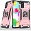 Ntech Hoesje Geschikt Voor Samsung Galaxy A41 Hoesje - Heavy Duty Armor hoesje Rose Goud - Galaxy A41 silicone TPU 360-Degree hybride hoesje Kickstand ringhouder met Magnetisch Auto Mount