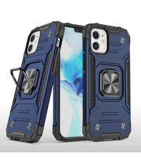 Ntech iPhone 12 / 12 Pro Hoesje Heavy Duty Armor TPU 360-graden Kickstand ringhouder Blauw