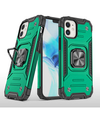 Ntech iPhone 12 / 12 Pro Hoesje Heavy Duty Armor TPU 360-graden Kickstand ringhouder Groen