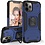 Ntech Hoesje Geschikt voor iPhone 12 Pro Max - Heavy Duty Armor hoesje Met Kickstand ringhouder – Blauw