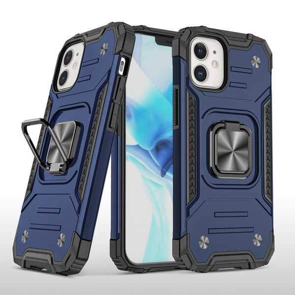 Ntech Hoesje Geschikt voor iPhone 12 Pro Max - Heavy Duty Armor hoesje Met Kickstand ringhouder – Zwart