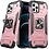 Ntech Hoesje Geschikt voor iPhone 12 Pro Max - Heavy Duty Armor hoesje Met Kickstand ringhouder – Rosegoud