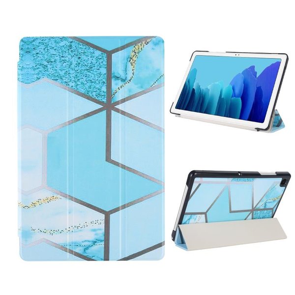 Ntech iPad 2020 hoes - iPad hoes 2019 / iPad 2021 Hoes - Book case Tri-Fold - iPad 2020 10.2 hoesje smart cover tablethoes  - Marble Blauw