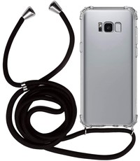 Ntech Samsung S8 Hoesje transparant silicone met Koord - Galaxy S8 Koord hoesje draagkoord TPU backcover - Zwart