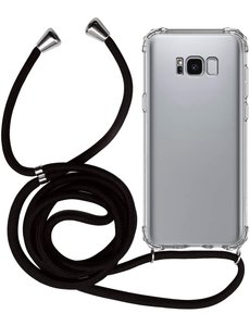 Ntech Samsung S8 Hoesje transparant silicone met Koord - Galaxy S8 Koord hoesje draagkoord TPU backcover - Zwart