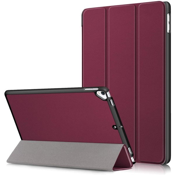 Ntech Hoes geschikt voor iPad 2017 / 2018 bookcase Wine Rood 9.7 Inch - Hoes geschikt voor iPad 2018 Hoes 9.7 - Hoes geschikt voor iPad 2017 Hoes smart cover Trifold - Ntech