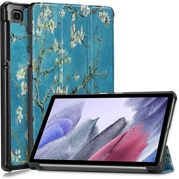 Ntech Hoes Geschikt voor Samsung Galaxy Tab A7 hoes - (2020/2022) - Almond Bloesem -Trifold smart cover Kunstleer bookcase