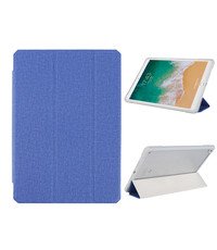 Ntech iPad 2021 hoes - iPad 9e/8e/7e Generatie hoes Blauw Tri-fold Fabric Stof shockproof silicone case