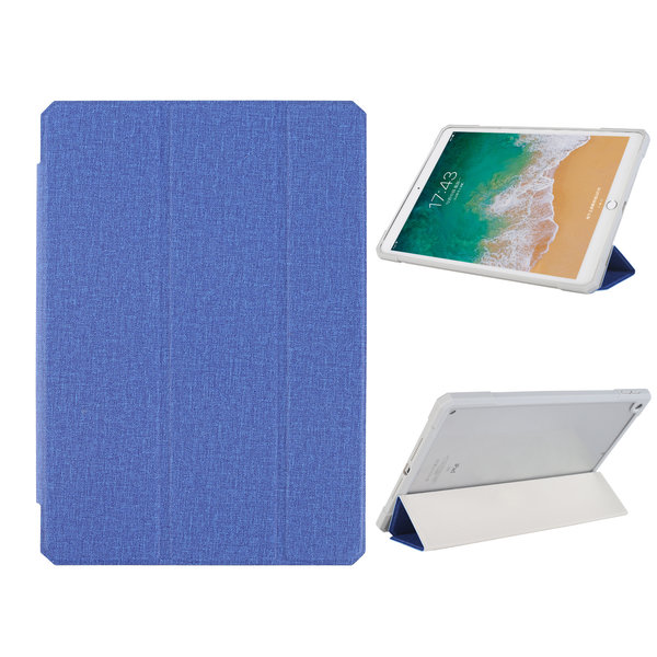 Ntech Hoes geschikt voor iPad 2021 / 2020 / 2019 (9e/8e/7e Generatie / 10.2 inch) Blauw Tri-fold Fabric Stof shockproof silicone case