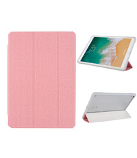 Ntech iPad 2021 hoes - iPad 9e/8e/7e Generatie hoes Roze Tri-fold Fabric Stof shockproof silicone case