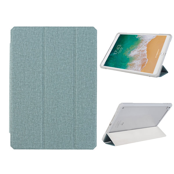 Ntech Hoes geschikt voor iPad 2021 / 2020 / 2019 (9e/8e/7e Generatie / 10.2 inch) Groen Tri-fold Fabric Stof shockproof silicone case