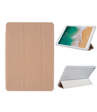 Ntech iPad 2021 hoes - iPad 9e/8e/7e Generatie hoes Rose Goud Tri-fold Fabric Stof shockproof silicone case