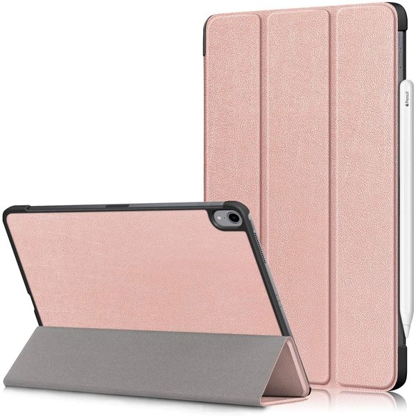 Ntech Hoes geschikt voor iPad Air 2020 (10,9 inch) Bookcase - Trifold Smart hoesje Rosegoud