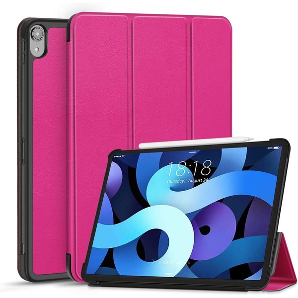 Ntech Hoes geschikt voor iPad Air 2020 (10,9 inch) Bookcase - Trifold Smart hoesje Pink