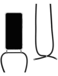 Ntech Motorola Moto G9 Power Hoesje met Koord  transparant silicone  case - Moto G9 Power Koord hoesje draagkoord TPU backcover - Zwart