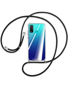 Ntech Huawei P smart 2020 Hoesje met Koord  transparant silicone  case - Huawei P smart 2020 Koord hoesje draagkoord TPU backcover - Zwart