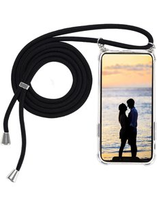 Ntech Samsung Note 10 Lite 2020 Hoesje met Koord  transparant silicone  case - Galaxy Note 10 Lite 2020 Koord hoesje draagkoord TPU backcover - Zwart