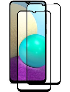 Ntech Samsung A02 Screenprotector - Screenprotector Samsung A02 -  Galaxy A02 Screenprotector Glas Tempered Glass Full Cover zwart 2 pack