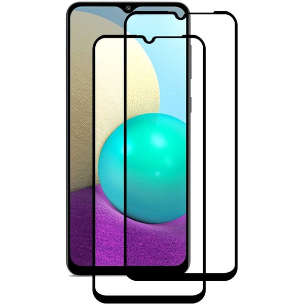 Ntech Screenprotector Geschikt voor Samsung Galaxy A02 Screenprotector - Screenprotector Geschikt voor Samsung Galaxy A02 -  Galaxy A02 Screenprotector Glas Tempered Glass Full Cover zwart 2 pack