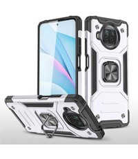 Ntech Xiaomi Redmi Note 9 5G/Note 9T 5G Hoesje - Heavy Duty Armor hoesje Zliver - Redmi Note 9 5G/Note 9T 5G hoesje 360-Degree hybride hoesje ringhouder