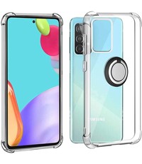 Ntech Samsung A52 hoesje - Luxe Anti - shock- Galaxy A52 silicone Backcover Clear case - Samsung Galaxy A52 5G hoesje met Ring houder / Ring vinger houder / standaard