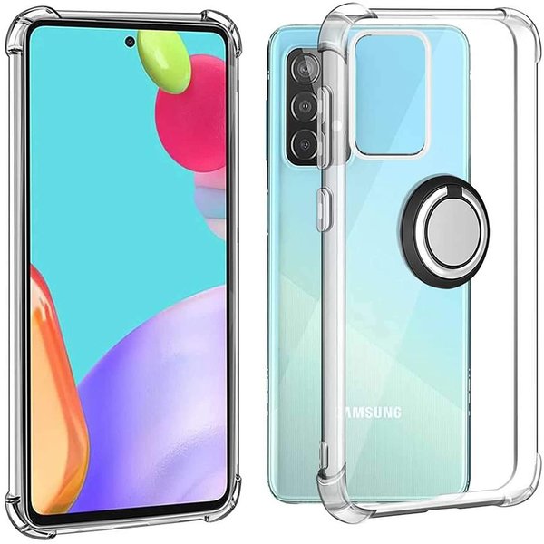 Ntech Hoesje Geschikt Voor Samsung Galaxy A52 hoesje - Luxe Anti - shock- Galaxy A52 silicone Backcover Clear case - Hoesje Geschikt Voor Samsung Galaxy A52 5G hoesje met Ring houder / Ring vinger houder / standaard