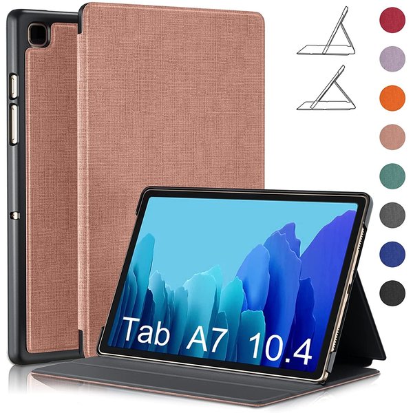 Ntech Hoes Geschikt voor Samsung Galaxy Tab A7 hoes - (2020/2022) - bookcase Tri-fold Fabric Stof shockproof - smart cover Rose Goud