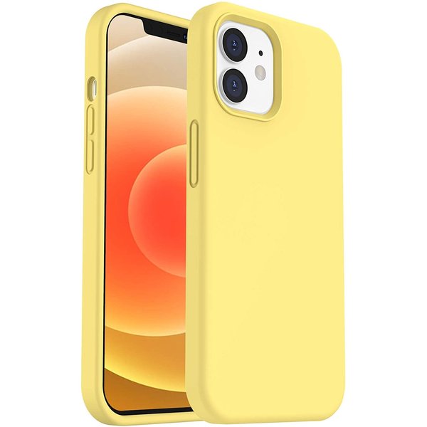 Ntech Hoesje Geschikt voor iPhone 12 / 12 Pro silicone - Nano Liquid siliconen Backcover - Geel