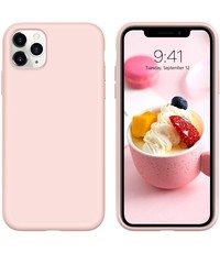 Ntech iPhone 12 Pro Max hoesje silicone - hoesje iPhone 12 Pro Max case  - Nano Liquid siliconen Backcover - Pink sand