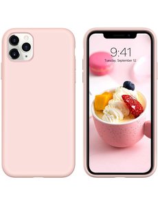 Ntech iPhone 12 Pro Max hoesje silicone - hoesje iPhone 12 Pro Max case  - Nano Liquid siliconen Backcover - Pink sand