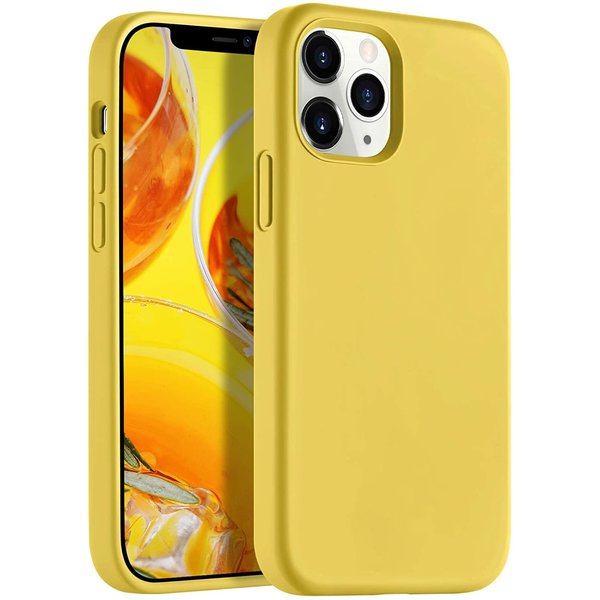 Ntech  Hoesje Geschikt voor iPhone 12 Pro Max hoesje silicone - Hoesje Geschikt voor iPhone 12 Pro Max case - Nano Liquid siliconen Backcover - Geel