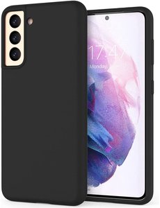  Hoesje Samsung S21 silicone - Samsung Galaxy S21 hoesje Zwart - Cover s21 - hoesje S21 Nano Liquid siliconen Backcover