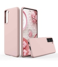 Ntech Samsung Galaxy S21 hoesje Nano Liquid siliconen Backcover Pink Sand