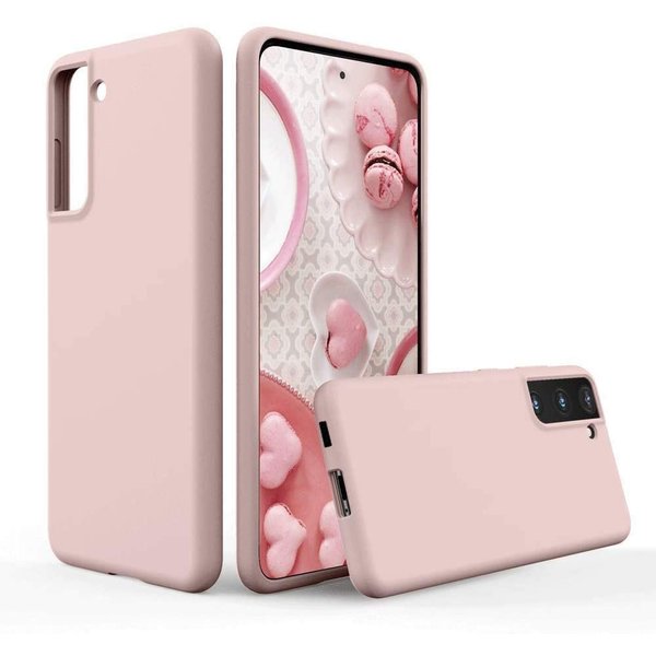 Ntech Hoesje Samsung S21 silicone - Samsung Galaxy S21 hoesje Pink Sand  - Cover s21 - hoesje S21 Nano Liquid siliconen Backcover