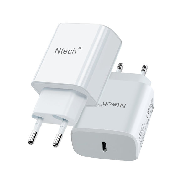 Ntech  Geschikt voor iPhone 12 oplaadstekker 20W USB-C Power -Ntech  oplader Geschikt voor iPhone - Wit - Geschikt voor iPhone 12 oplader - Geschikt voor iPad - USB-C  Geschikt voor oplader usb c | Snellader Geschikt voor iPhone 12 / 12 Pro / 11 / X / iPad / Ge