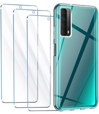 Ntech Huawei P Smart 2021 Hoesje Transparant silicone hoesje  / Huawei P Smart 2021 hoesje backcover Clear TPU Case -met  Screenprotector voor Huawei P Smart 2021 3 pack