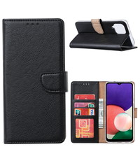 Ntech Samsung A22 hoesje bookcase Zwart - Samsung Galaxy A22 5G hoesje portemonnee wallet case -  Hoesje A22 5G book case hoes cover