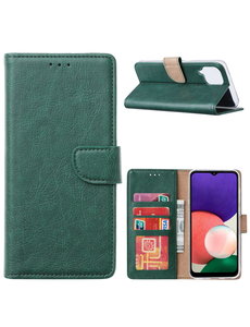 Ntech Samsung A22 hoesje bookcase Groen - Samsung Galaxy A22 5G hoesje portemonnee wallet case -  Hoesje A22 5G book case hoes cover