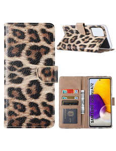 Ntech Samsung  A72 Hoesje Luipaard - Galaxy A72 5G / 4G Boek Hoesje / Portemonnee - Luipaard hoesje Samsung A72