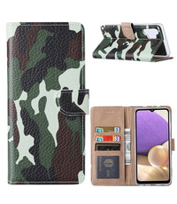 Ntech Samsung  A32 Hoesje Camouflage Legerprint - Samsung Galaxy A32 5G Boekcase  / Portemonnee Hoesje -  Camouflage Legerprint hoesje Samsung A32 5G